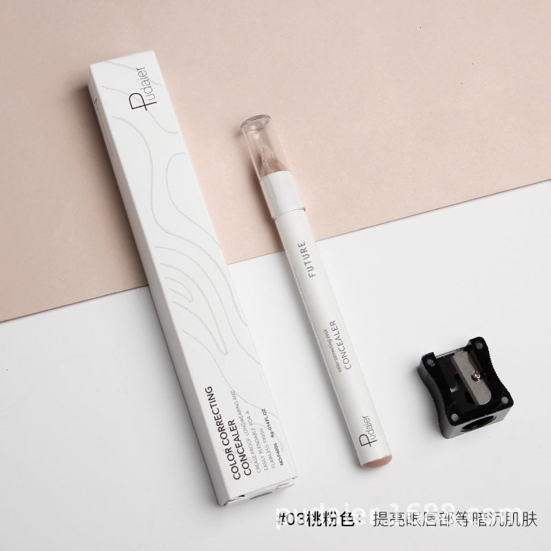 Pudaier Brightening and Correcting Concealer Pen with built-in sharpener, showcasing its sleek design and applicator tip.