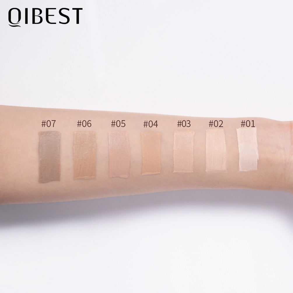 QIBEST Liquid Foundation in a sleek bottle, showcasing its moisturizing and long-lasting formula for flawless makeup application.