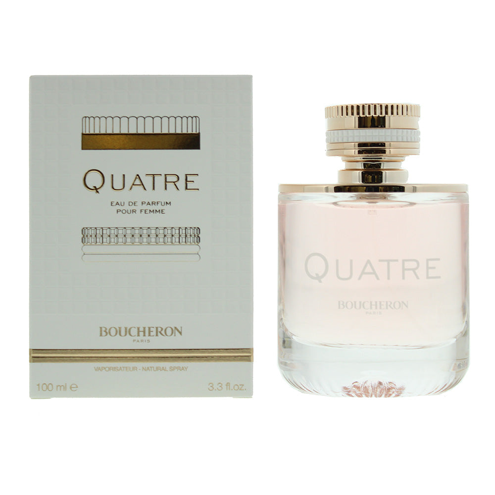 Boucheron Quatre Eau de Parfum in an elegant bottle, showcasing its luxurious design and sophisticated fragrance.