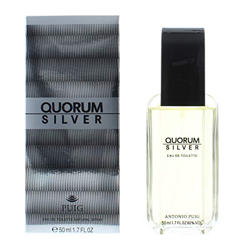 Quorum Silver Eau de Toilette bottle showcasing its sleek design and luxurious fragrance.