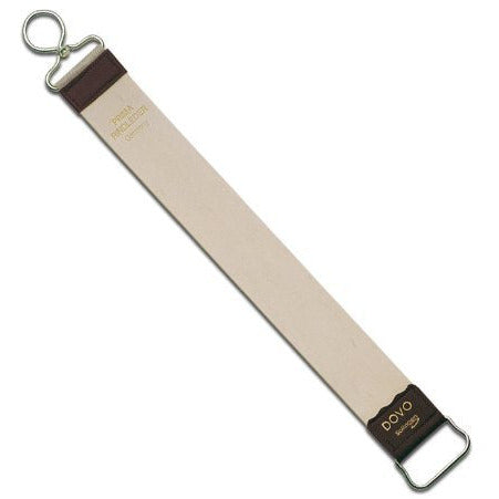 Dovo Razor Strop featuring leather-cotton belt and metal loops, designed for straight razors, 45mm width.