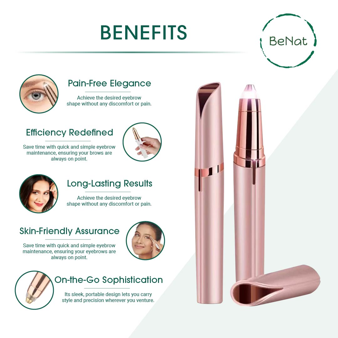 Rechargeable Eyebrow Hair Remover with LED light, sleek design for precise eyebrow shaping.