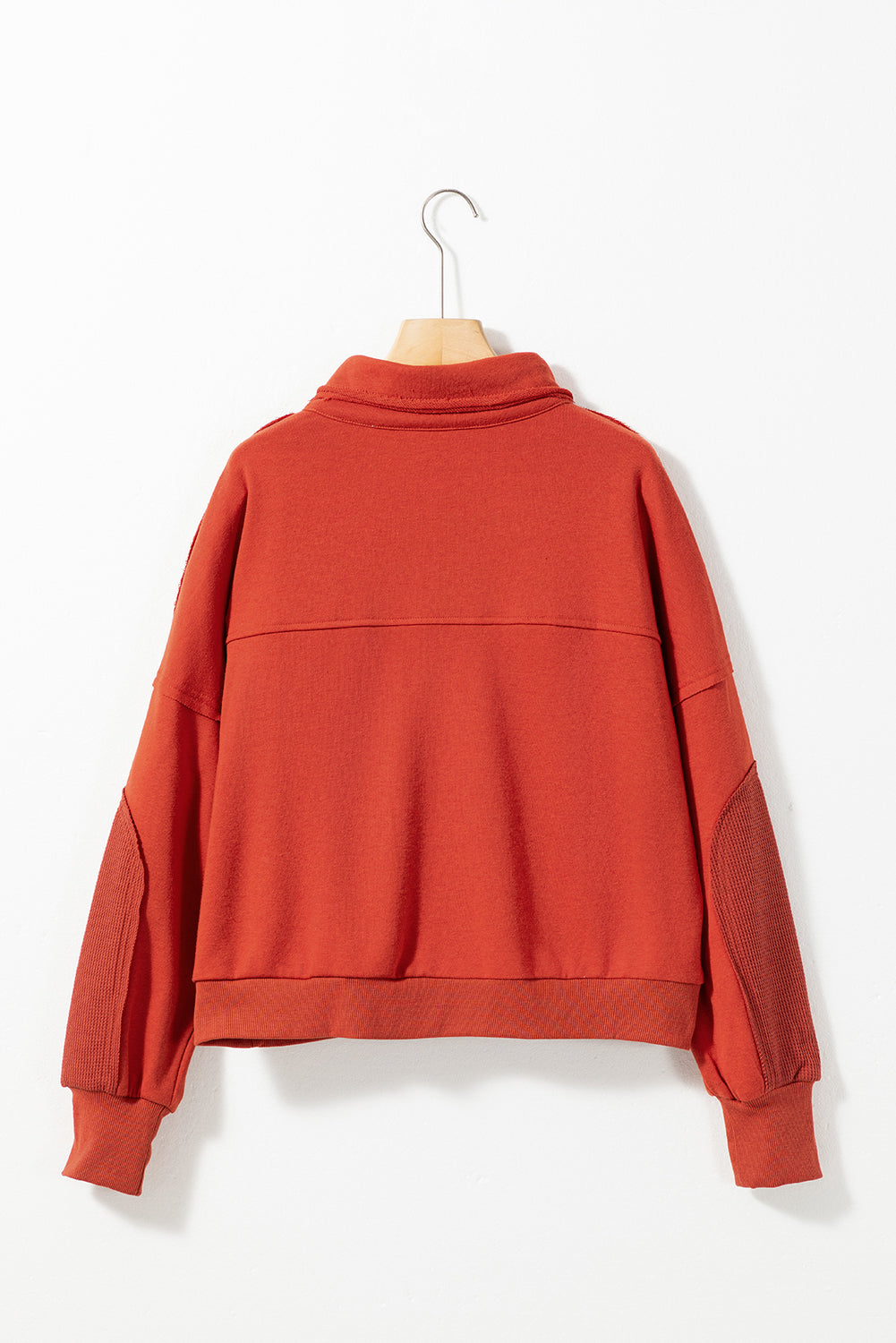 Red Dahlia Mineral Wash Zip Up Sweatshirt featuring a collared neck, zipper front, and dual pockets in a stylish chunky fit.