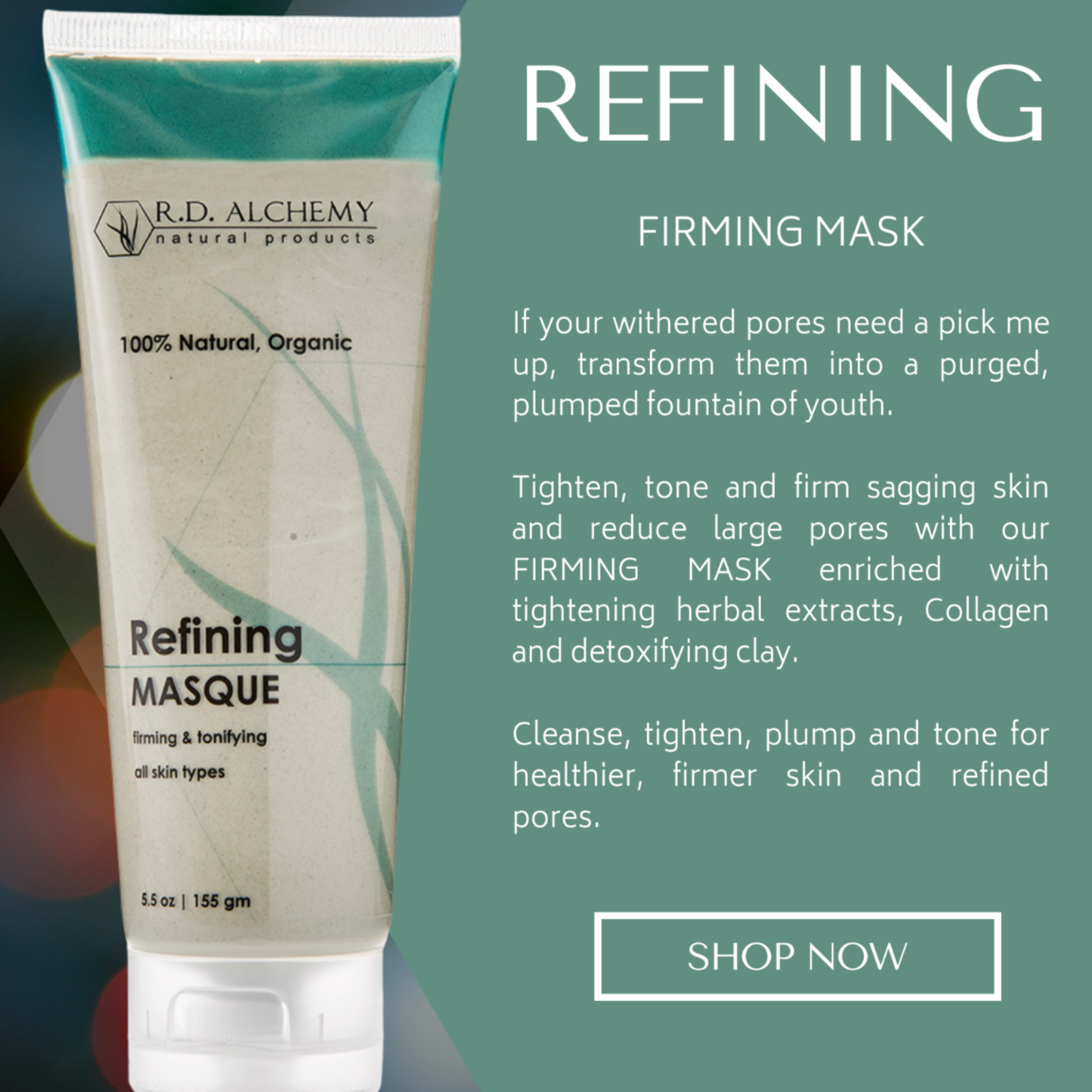 Refining Firming Mask in a sleek jar, showcasing its luxurious texture and packaging, ideal for rejuvenating dull and sagging skin.