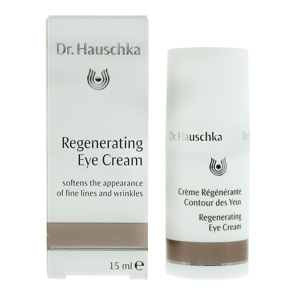 Dr. Hauschka Regenerating Eye Cream in a sleek jar, showcasing its luxurious texture and natural ingredients.