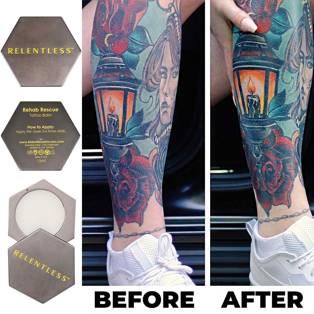 Tattoo balm before and after.