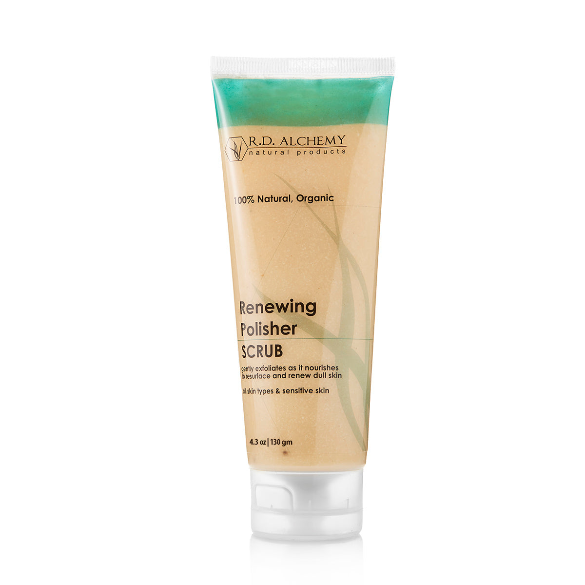 A jar of Renewing Polisher Scrub with natural ingredients, showcasing its refreshing and revitalizing properties for skin care.