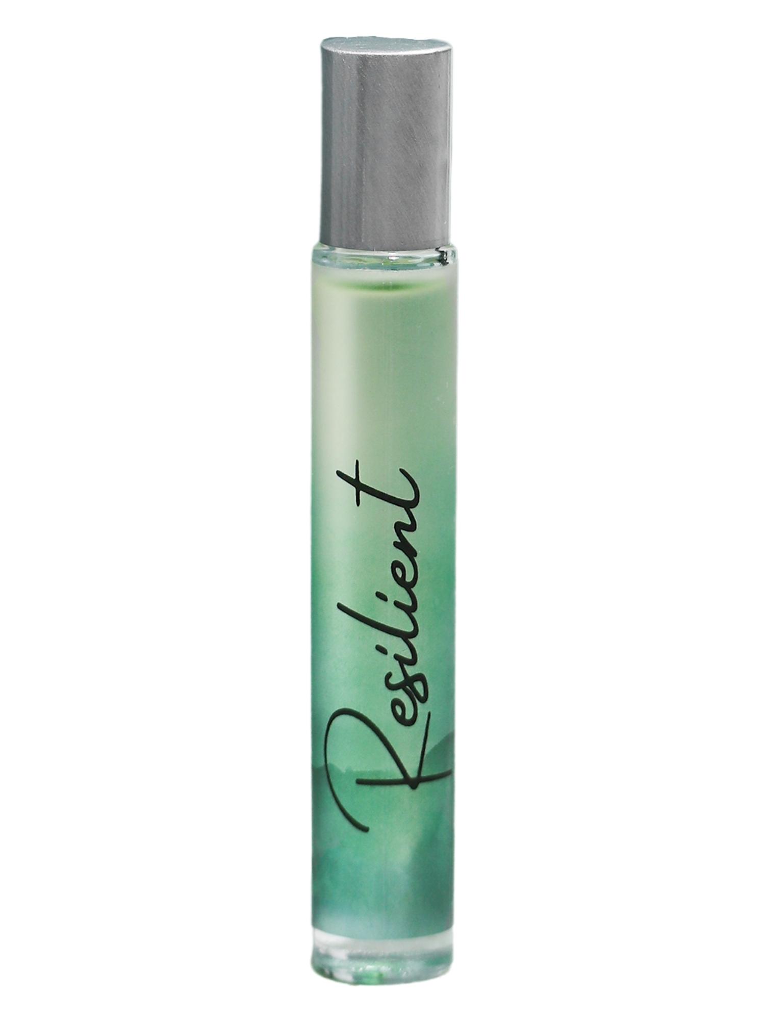 Resilient Rollerball Perfume in a stylish bottle, showcasing its floral and woody fragrance notes, perfect for empowering women.