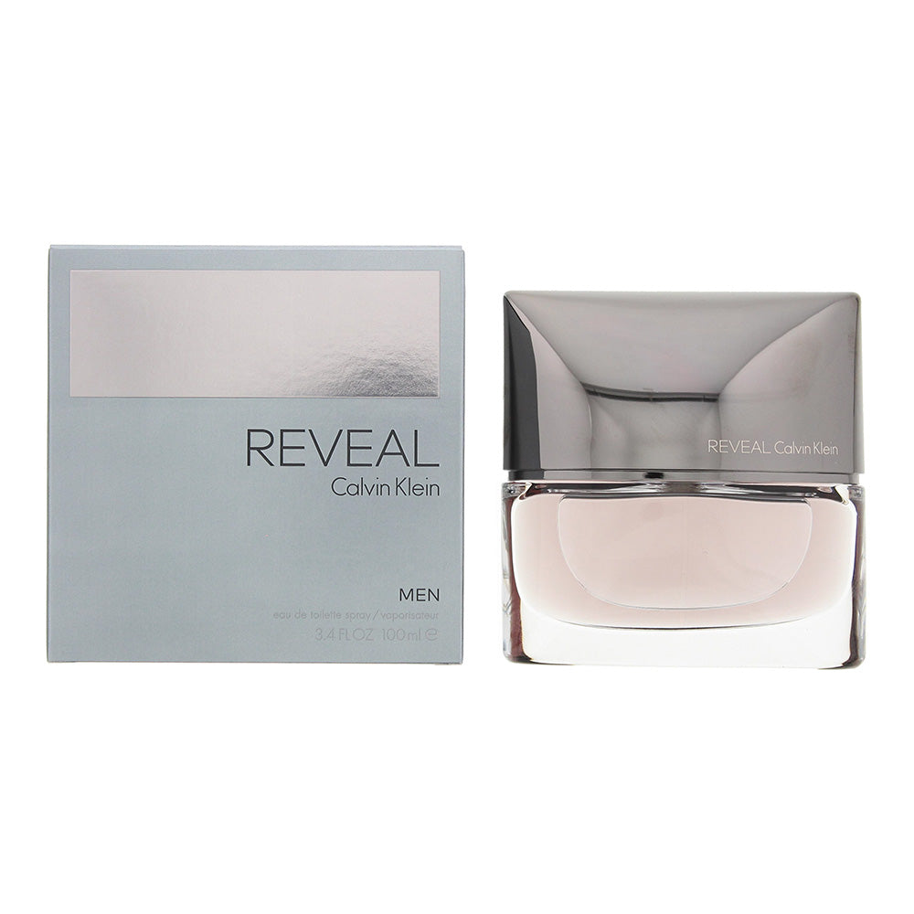 Reveal Men Eau de Toilette by Calvin Klein in a sleek bottle, showcasing its modern design and aromatic fragrance.