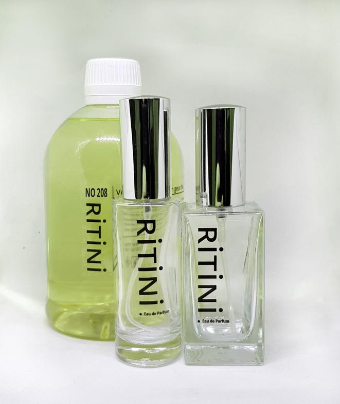 RiTiNi man 135 fragrance bottle with two empty refill bottles, inspired by BLUE CHANEL, showcasing a sophisticated design.