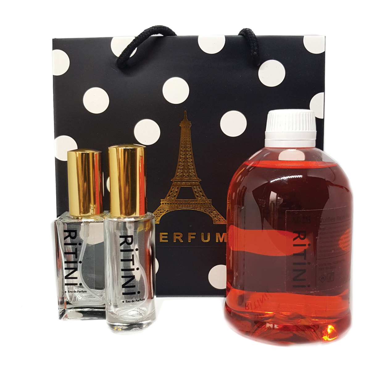 RiTiNi woman 015 - Tressor perfume bottle with floral and fruity notes, elegantly packaged with two empty bottles.