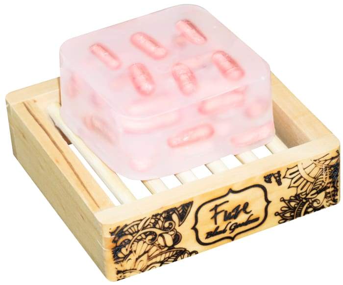 Romance - Burst Bar with Jasmine essential oil and wooden soap dish, designed for a luxurious bathing experience.