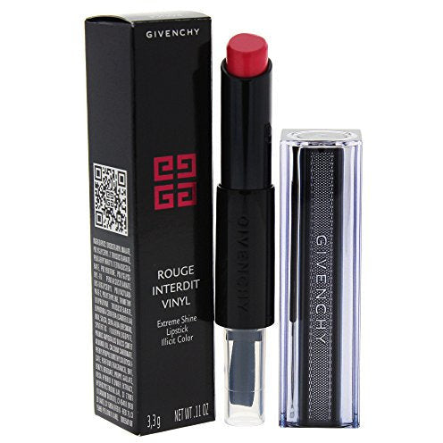 Givenchy Rouge Interdit Vinyl Lipstick in shade 06 Rose Sulfureux, showcasing its elegant packaging and vibrant rose color.