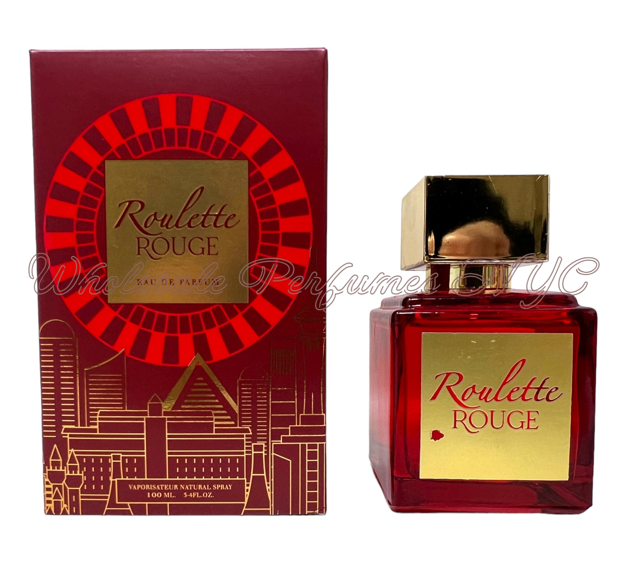 Roulette Rouge for Women Eau de Parfum Spray in an elegant bottle, inspired by Baccarat Rouge 540, showcasing its luxurious design.