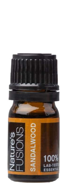 A 5ml bottle of Sandalwood Pure Essential Oil with a rich, golden color, showcasing its luxurious and aromatic qualities.