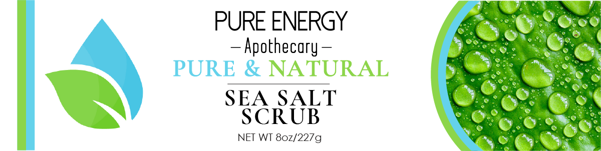 A jar of Pure & Natural Sea Salt Scrub with a smooth texture, showcasing its natural ingredients and a refreshing look.