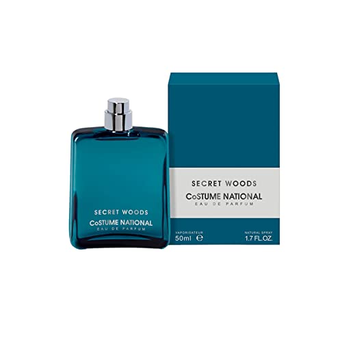 Bottle of Secret Woods Eau de Parfum by Costume National, showcasing its elegant design and rich fragrance.