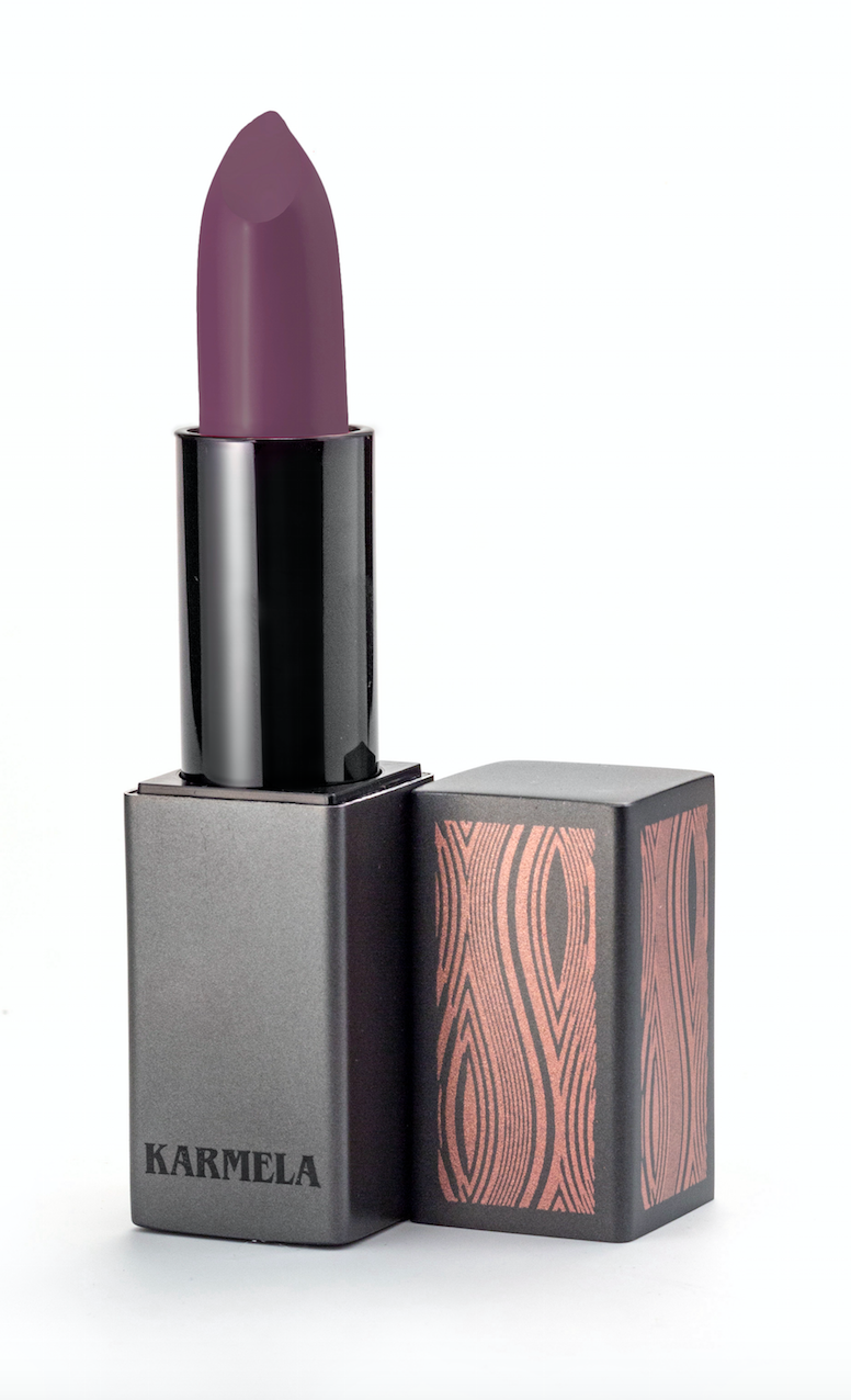 Sensation Silk-Matte Lipstick in Magenta Purple, showcasing its luxurious packaging and vibrant color.