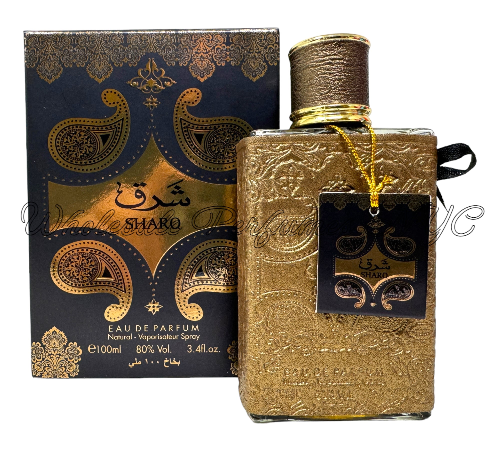 Sharq for Men Eau de Parfum Spray, 3.4oz bottle from Al Sheikh Collection, showcasing its elegant design and luxurious appeal.