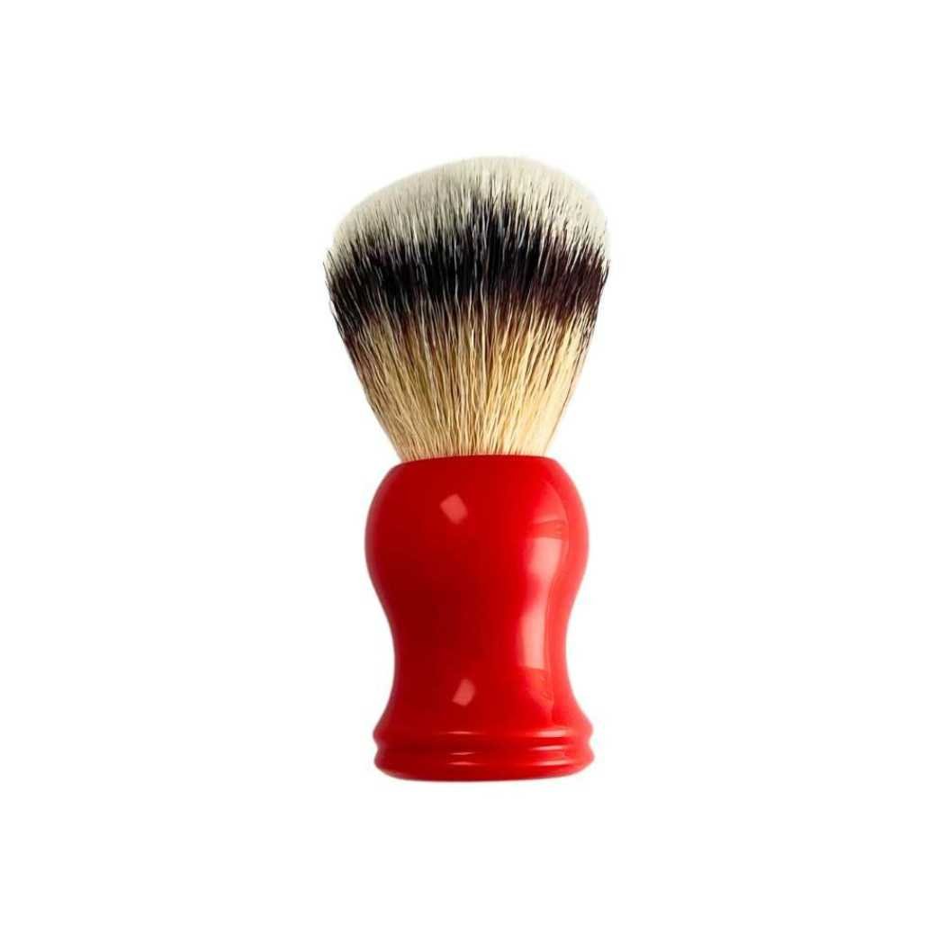 A stylish Shave Brush available in Black, Red, and White, featuring soft vegan bristles for a luxurious shaving experience.