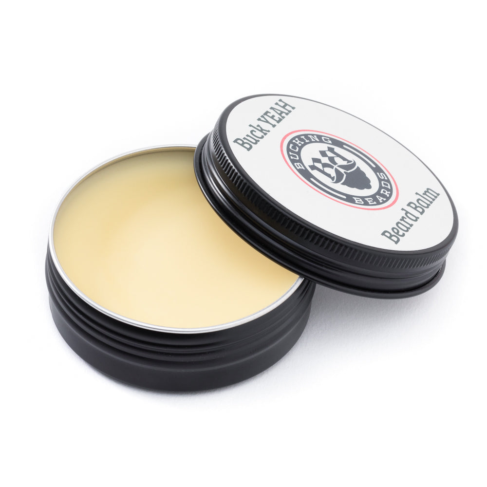 Shea Moisture Beard Balm in a stylish container, showcasing its rich texture and natural ingredients, perfect for beard grooming.