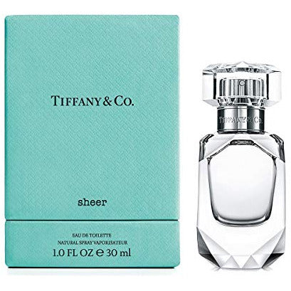 Tiffany & Co Sheer Eau de Toilette bottle elegantly displayed with soft pastel colors.