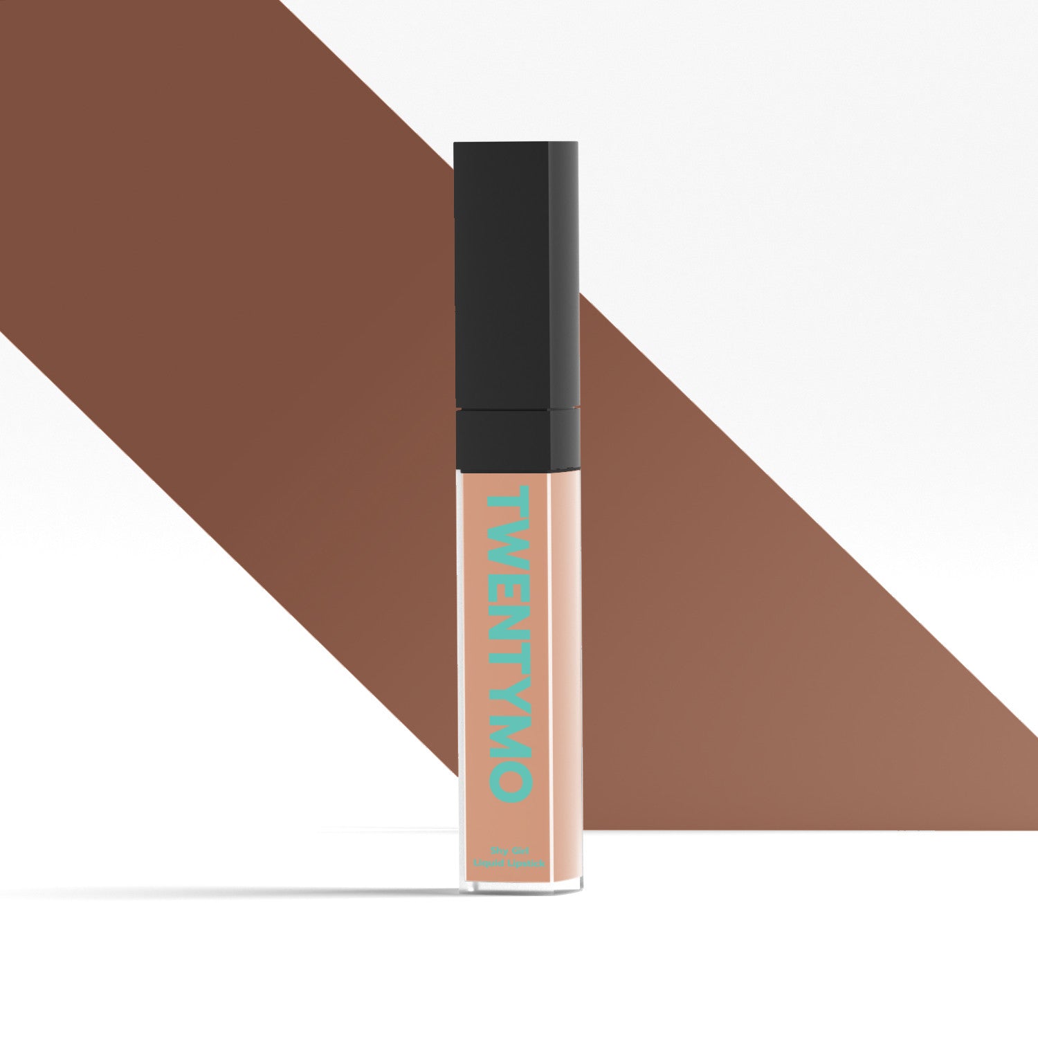 Shy Girl high-coverage liquid lipstick in a sleek tube, showcasing its creamy texture and vibrant color.