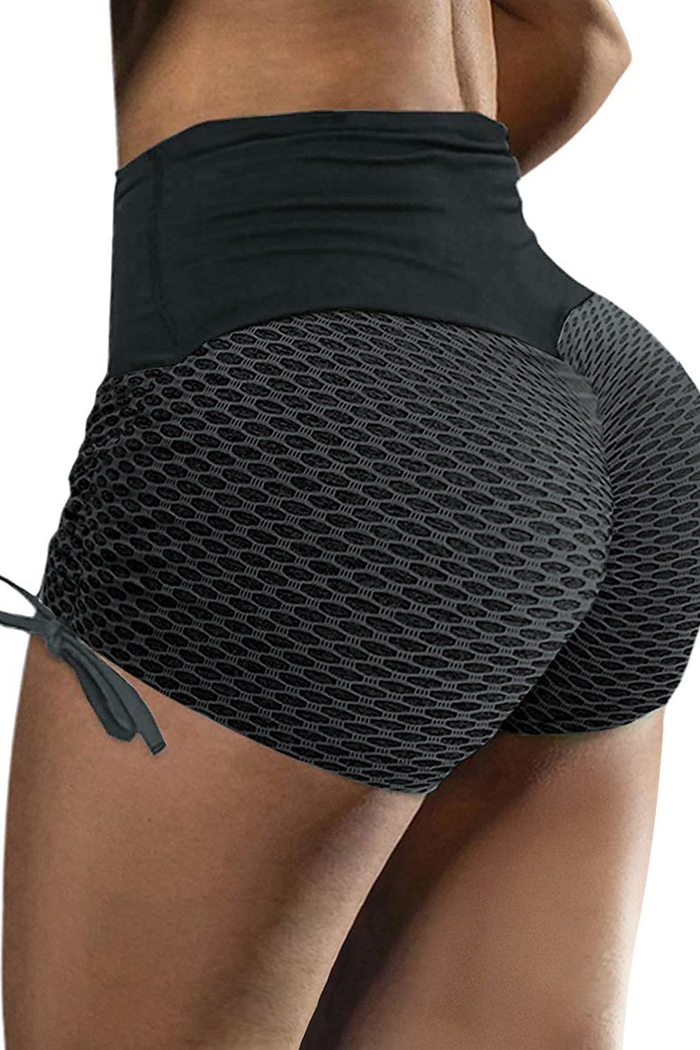 A pair of stylish Side Drawstring Anti Cellulite High Waist Scrunch Butt Lift Shorts in a vibrant color, showcasing the scrunch design and drawstring feature.