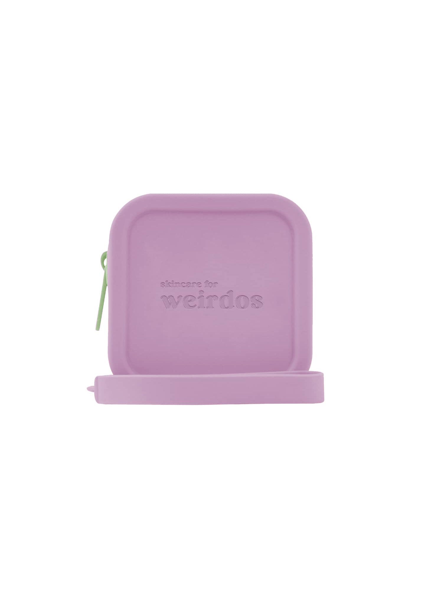 Silicone Green Zip Logo Pouch in vibrant green with a stylish zip, perfect for storing beauty essentials.