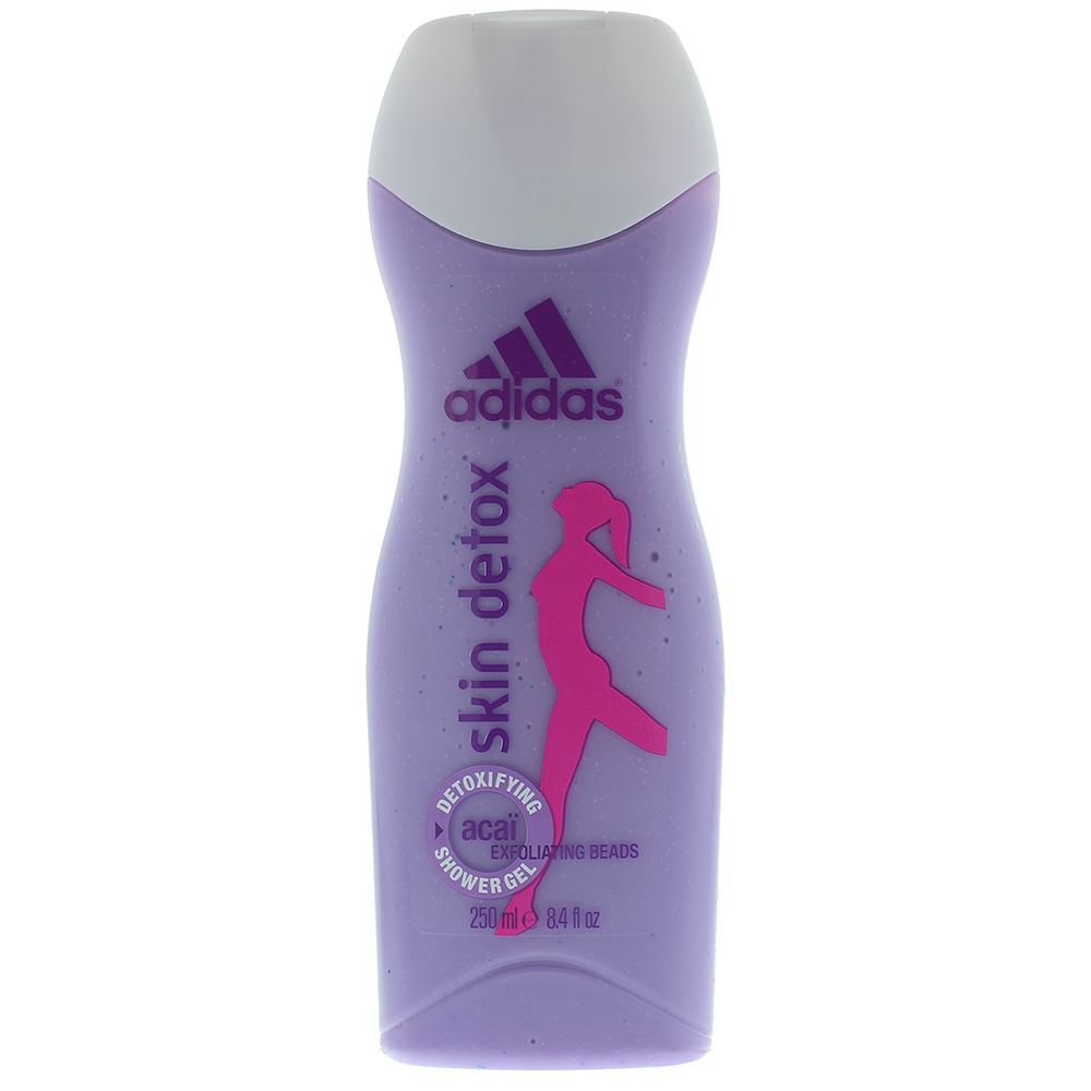 Adidas Skin Detox Shower Gel bottle with a sleek design, showcasing its refreshing formula for skin cleansing.