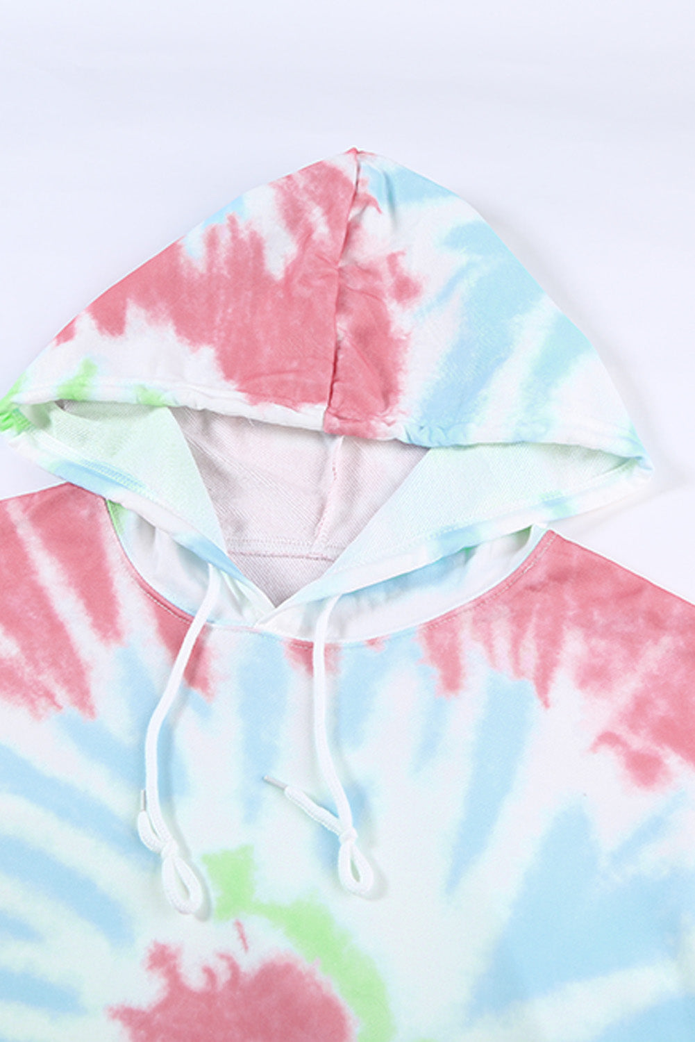 Sky Blue Tie Dye Pattern Hoodie showcasing a vibrant tie dye design with long sleeves, perfect for casual wear.