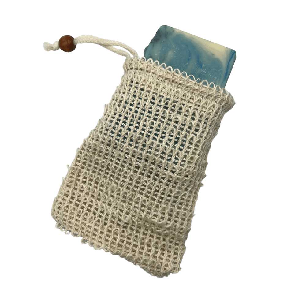 Eco-friendly Soap Saver Bag made from natural linen fibers, designed for gentle exfoliation and extending soap bar lifespan.