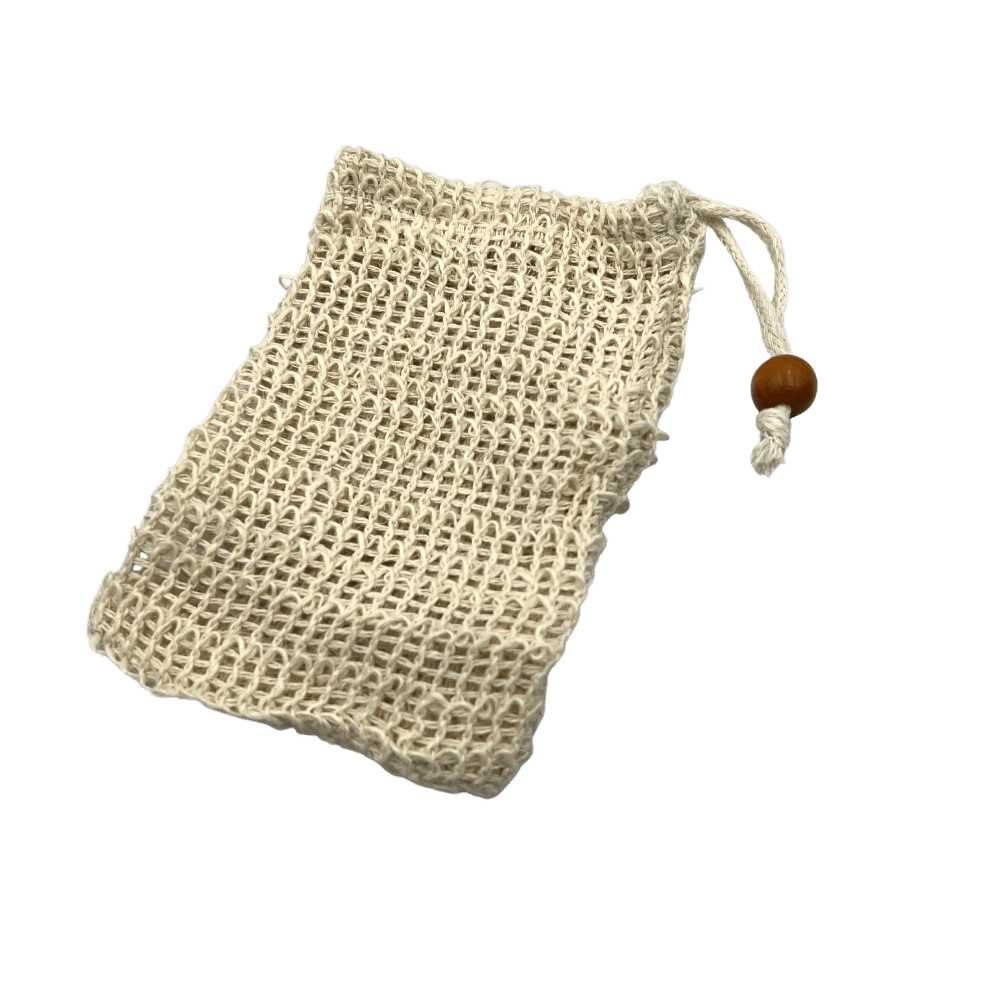 Eco-friendly Soap Saver Bag made from natural linen fibers, designed for gentle exfoliation and extending soap bar lifespan.