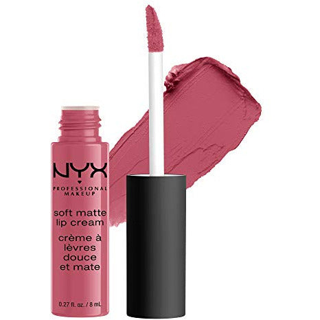 NYX Soft Matte Lip Cream in shade 61 Montreal, showcasing a vibrant, creamy texture in a sleek tube.