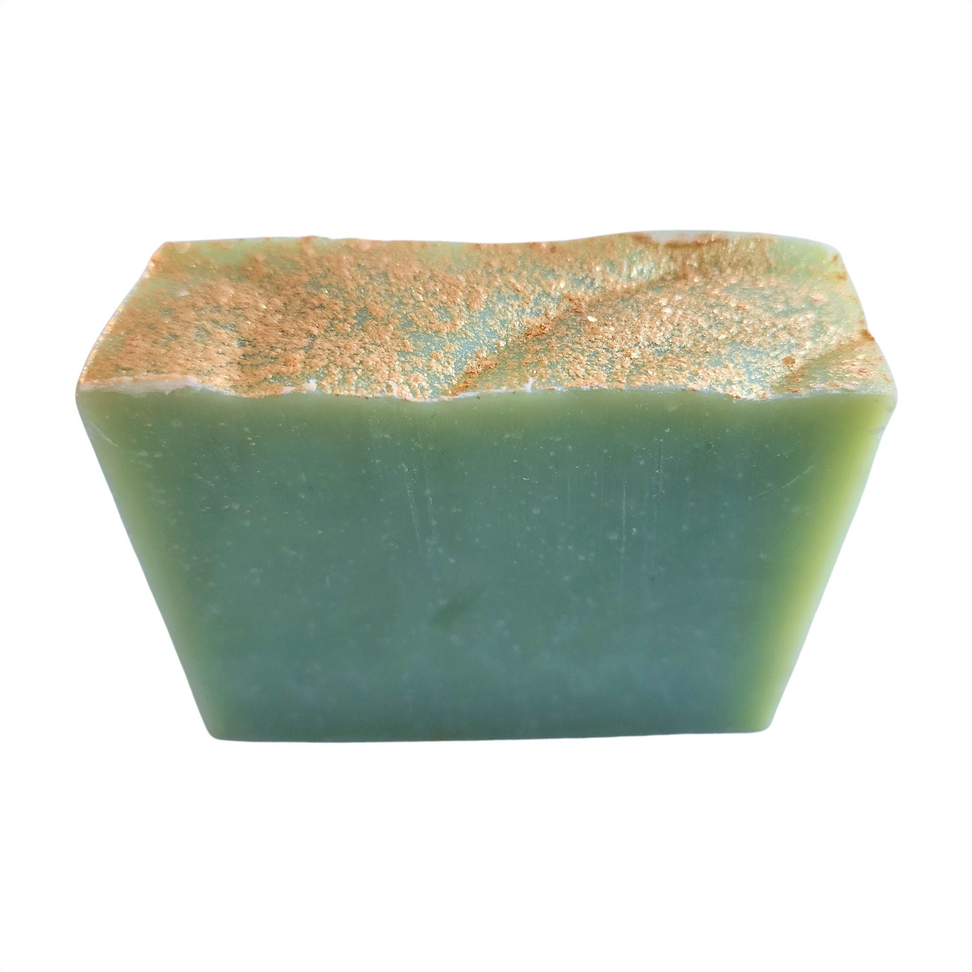 Green handmade soap bar.