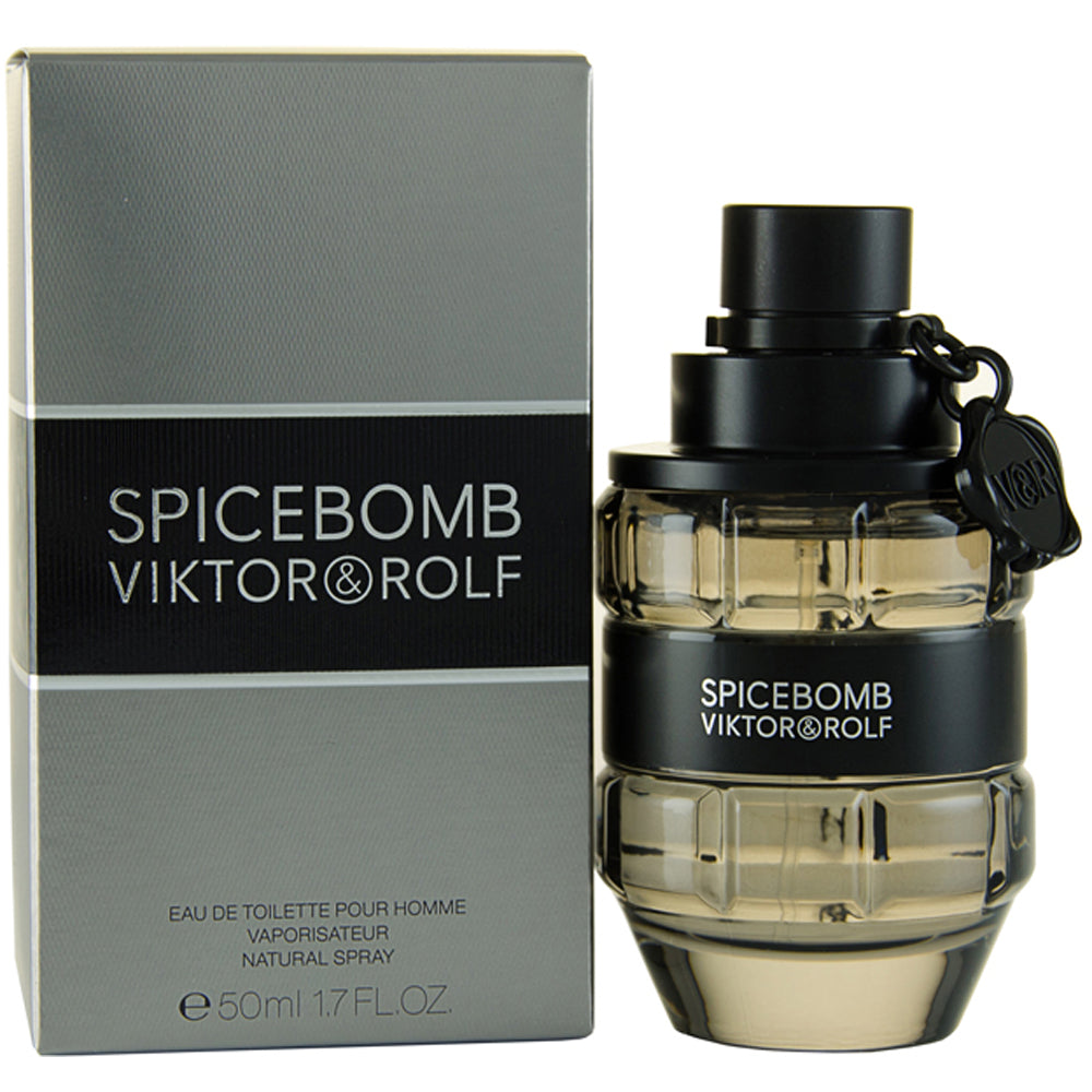 Spicebomb Eau de Toilette by Viktor & Rolf in a striking bottle, showcasing its bold and masculine design.