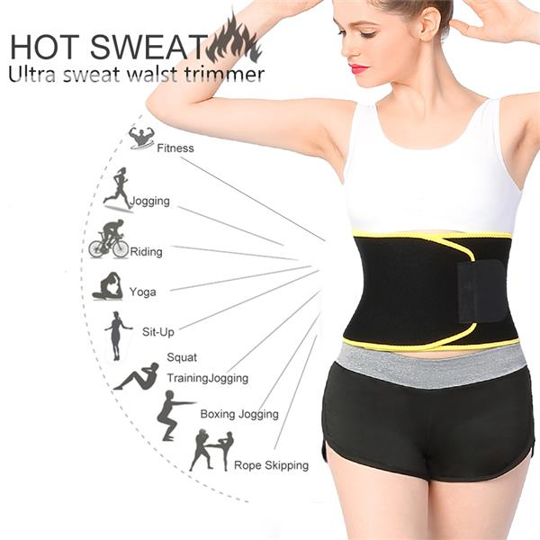 Woman wearing a waist trimmer.