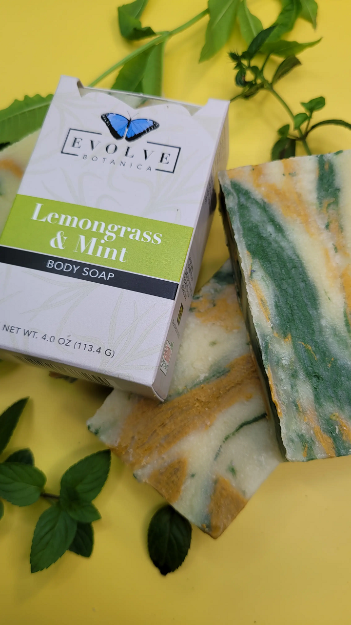 Standard Soap bar with Lemongrass and Mint essential oils, showcasing its natural ingredients and refreshing scent.