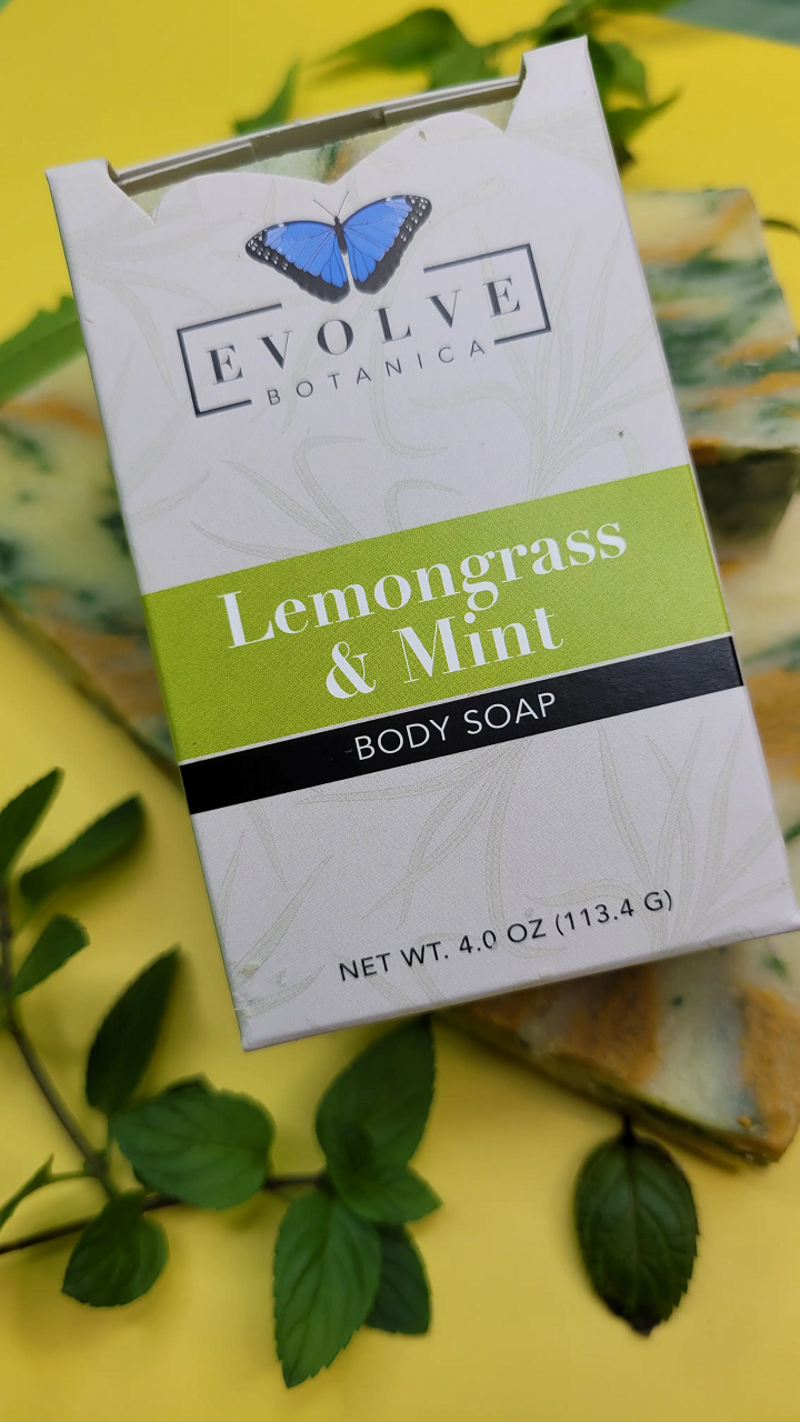 Standard Soap bar with Lemongrass and Mint essential oils, showcasing its natural ingredients and refreshing scent.