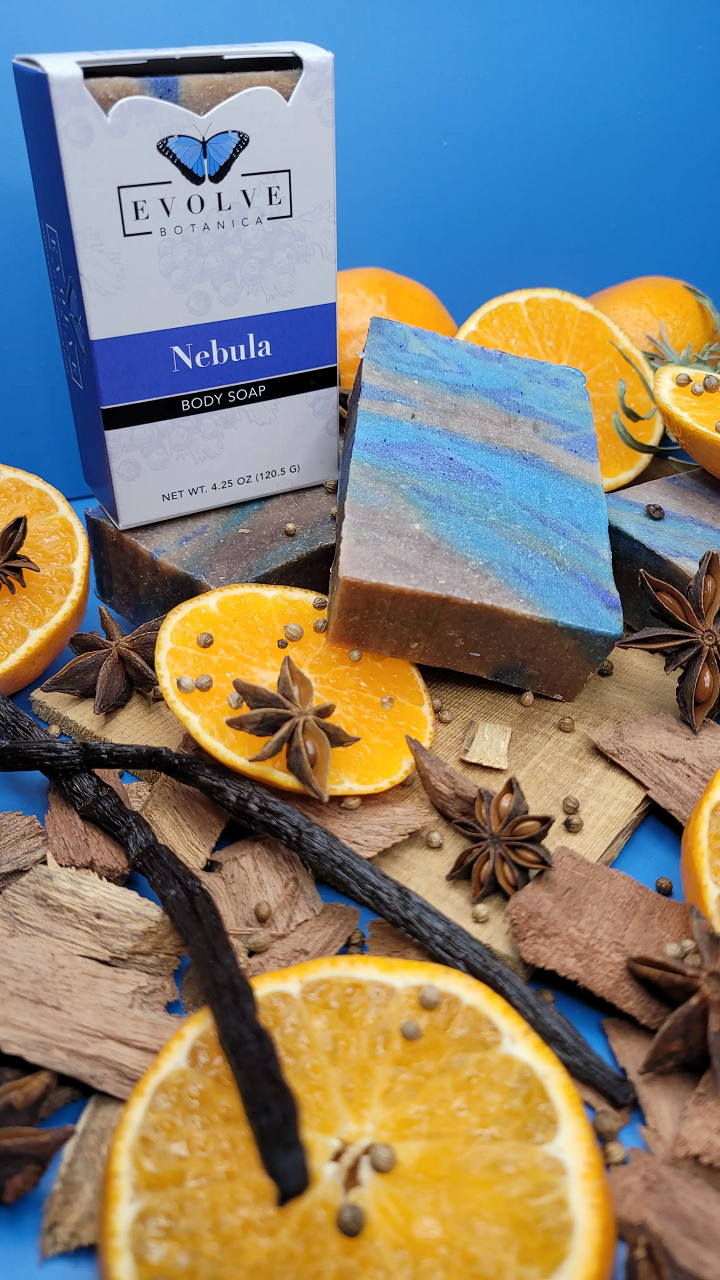 Standard Soap - Nebula with a harmonious blend of vanilla, cedar, and mandarin, featuring a vibrant ultramarine blue color.