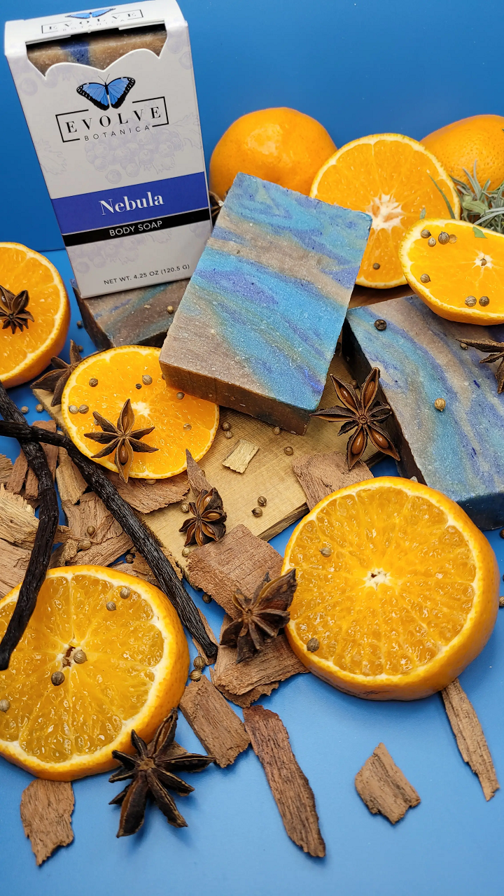 Standard Soap - Nebula with a harmonious blend of vanilla, cedar, and mandarin, featuring a vibrant ultramarine blue color.