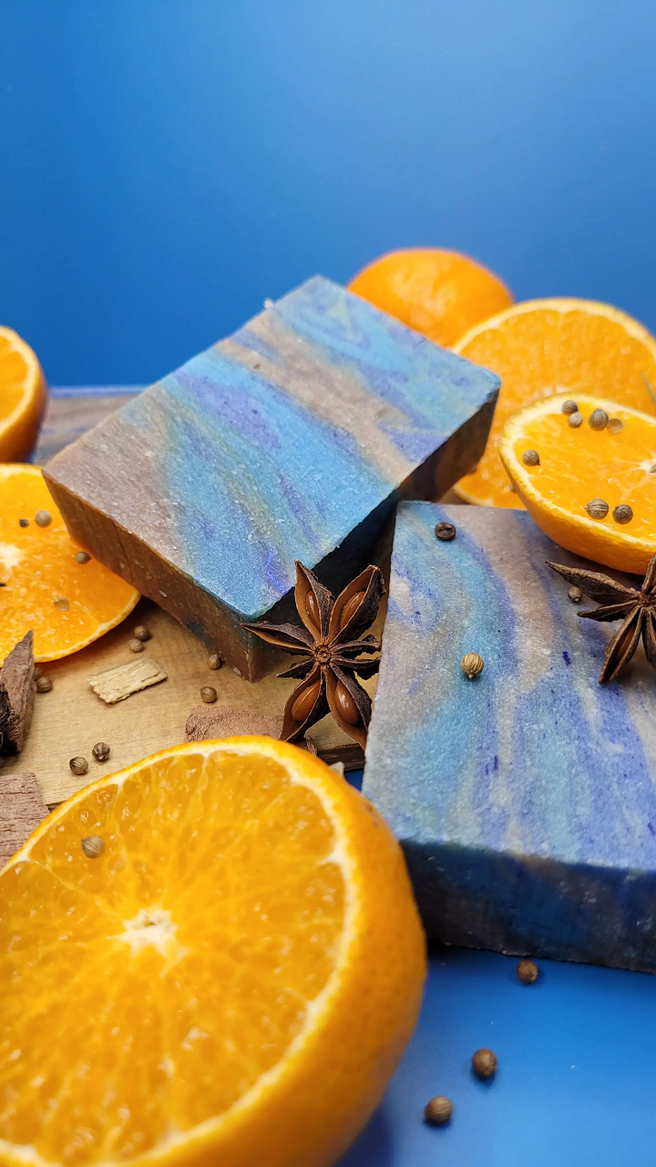 Standard Soap - Nebula with a harmonious blend of vanilla, cedar, and mandarin, featuring a vibrant ultramarine blue color.