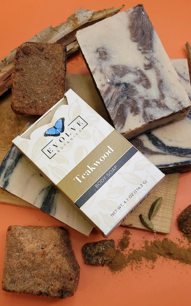 Standard Soap - Teakwood featuring a warm, earthy design with notes of cedarwood and amber, ideal for luxurious cleansing.