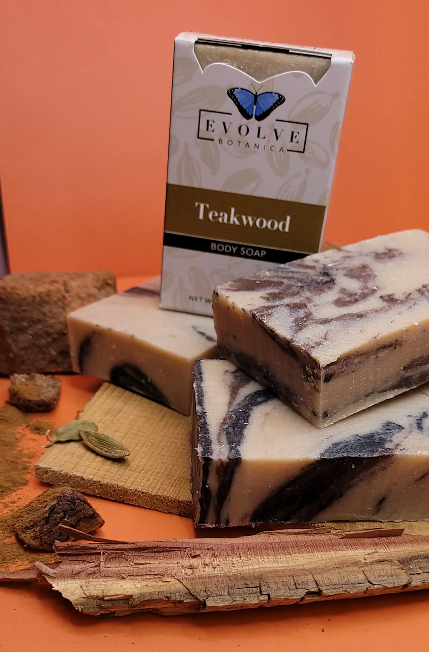 Standard Soap - Teakwood featuring a warm, earthy design with notes of cedarwood and amber, ideal for luxurious cleansing.