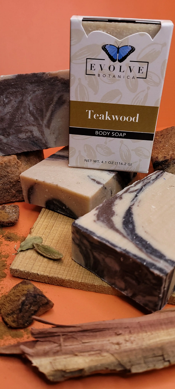 Standard Soap - Teakwood featuring a warm, earthy design with notes of cedarwood and amber, ideal for luxurious cleansing.