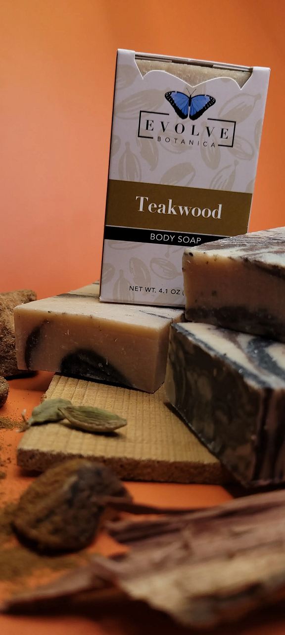 Standard Soap - Teakwood featuring a warm, earthy design with notes of cedarwood and amber, ideal for luxurious cleansing.