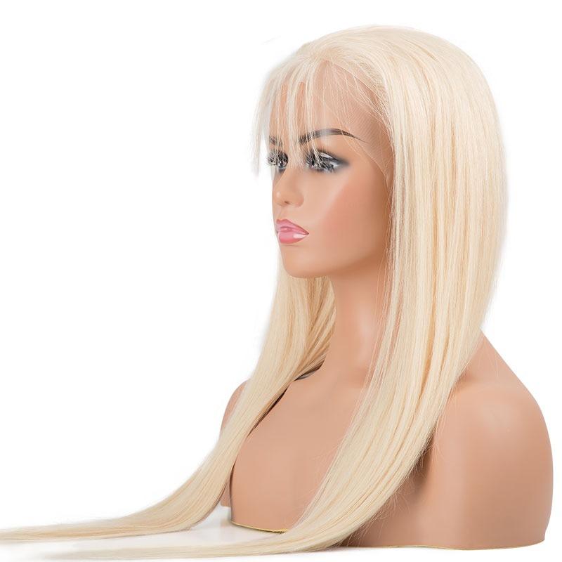 Straight 613 Transparent Lace Frontal Wig displayed on a mannequin, showcasing its long, silky strands and natural-looking hairline.