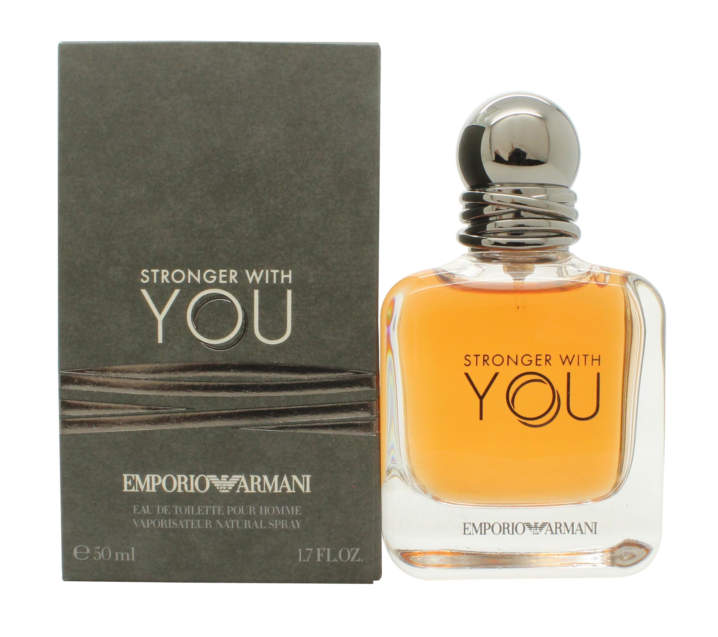 Emporio Armani Stronger With You Eau de Toilette bottle showcasing its elegant design and sophisticated fragrance.