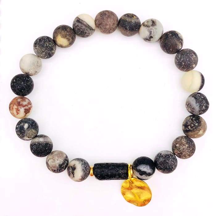 Sun Goddess Lava Stone Essential Oil Bracelet in Grey, featuring natural lava stones designed to absorb essential oils.