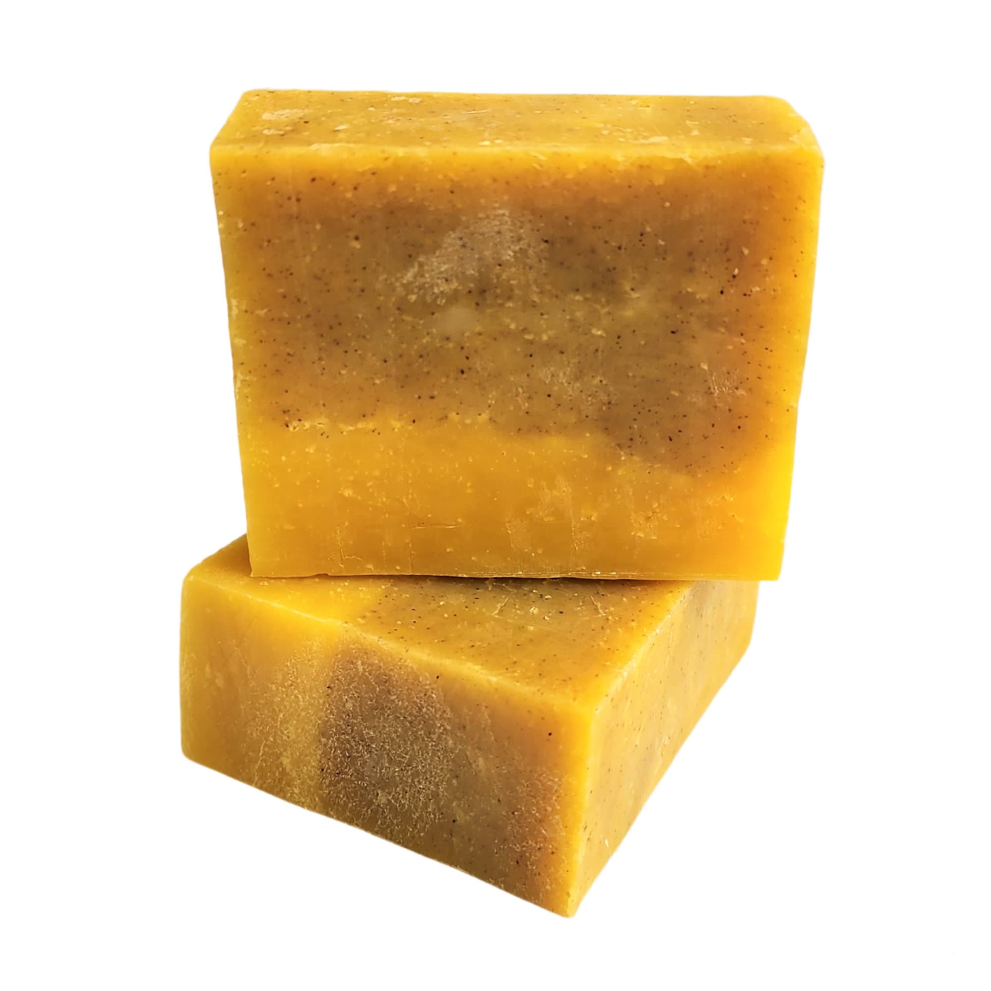 A vibrant Sun Kissed Orange Soap bar with a bright orange color, showcasing its handcrafted texture and packaging, evoking the essence of fresh Florida oranges.